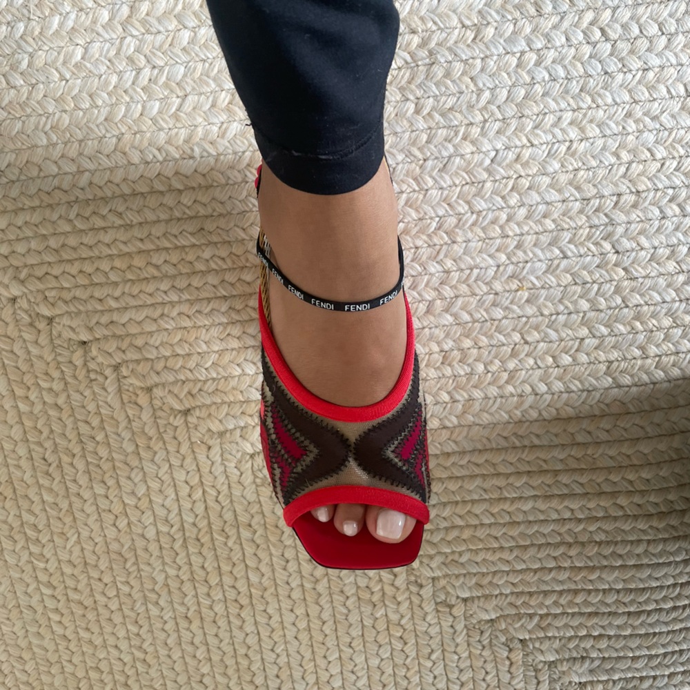 Fendi Red and Brown Sandals